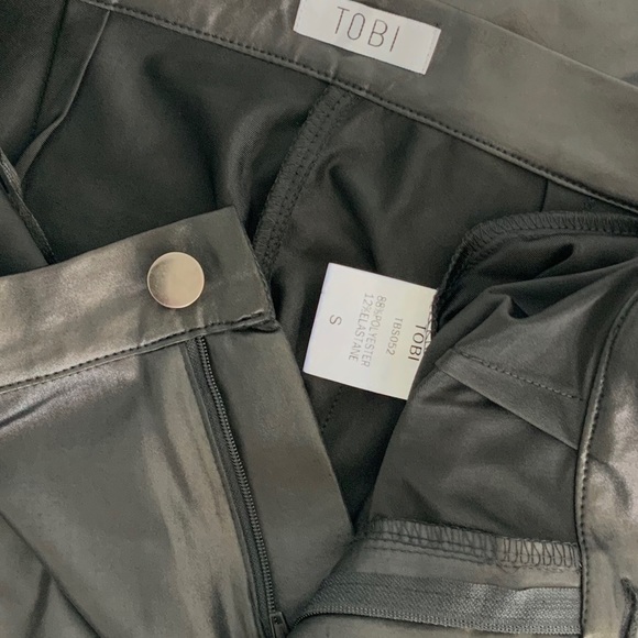 TOBI Skinny Faux Satin-Like Fabric Zip Up Legging Pants G8 - Picture 6 of 7